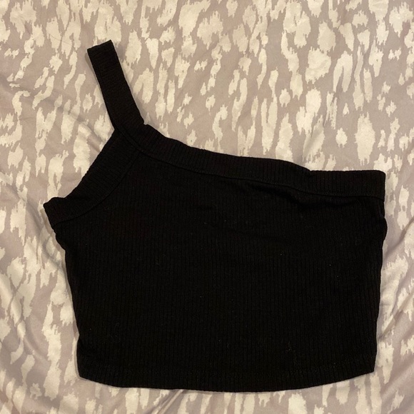 ASOS | Tops | Asos Design Black One Shoulder Ribbed Crop Tank | Poshmark